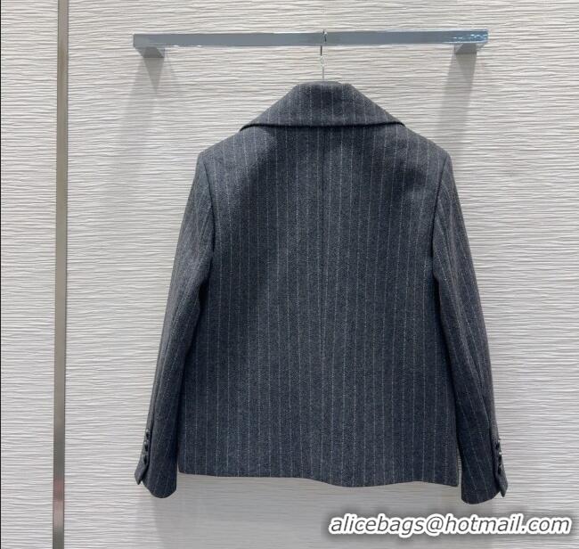 Super Quality Dior Wool Cotton Striped Jacket DR091921 Grey 2025