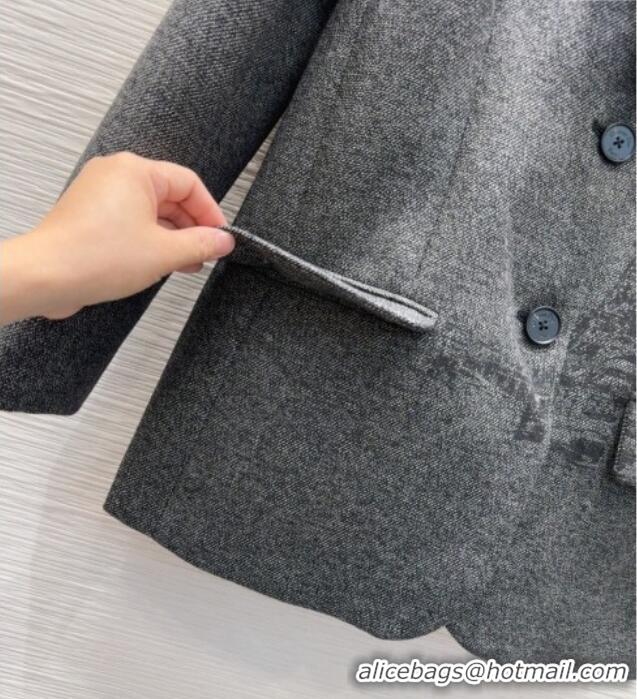 Luxury Cheap Dior Wool Blend Printed Jacket DR091948 Grey 2025