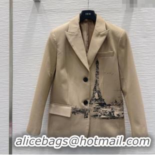 Super Quality Dior Wool Blend Printed Jacket DR091948 Beige 2025
