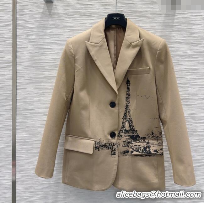 Super Quality Dior Wool Blend Printed Jacket DR091948 Beige 2025