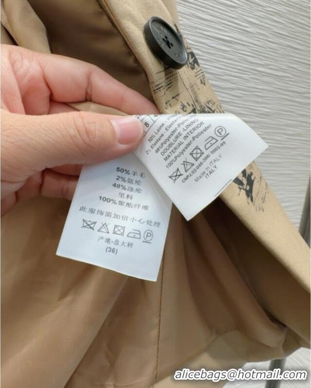 Super Quality Dior Wool Blend Printed Jacket DR091948 Beige 2025