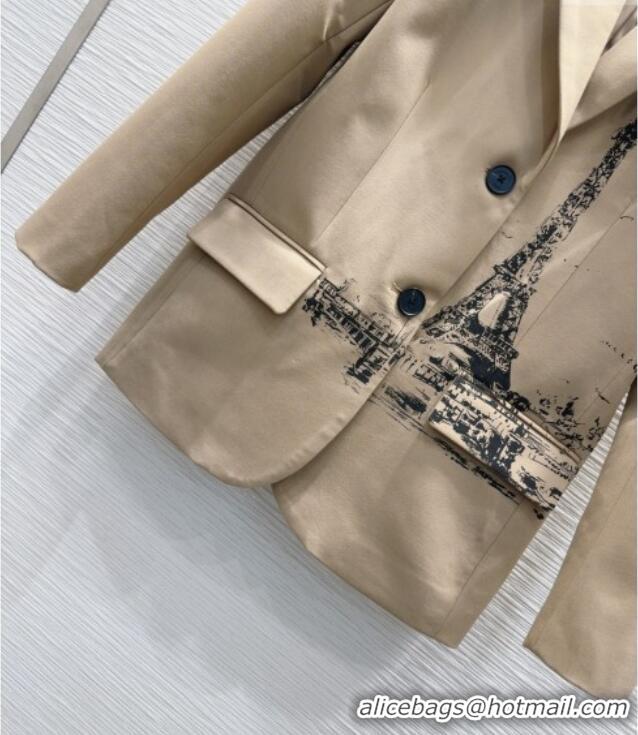 Super Quality Dior Wool Blend Printed Jacket DR091948 Beige 2025