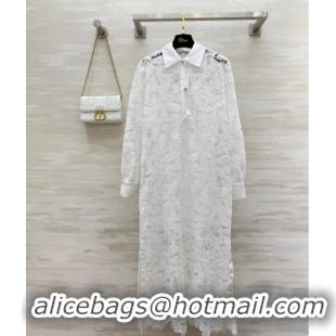 Top Grade Dior Lace Long Dress DR091974 White 2025