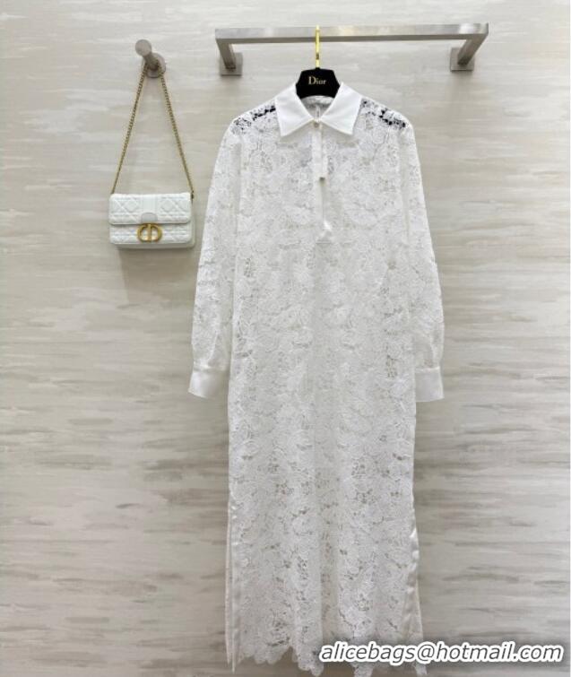 Top Grade Dior Lace Long Dress DR091974 White 2025