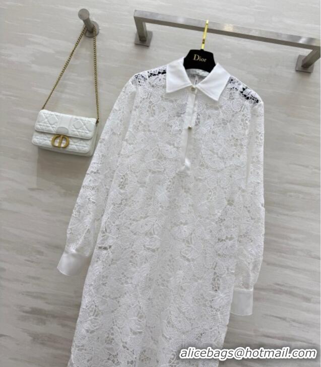 Top Grade Dior Lace Long Dress DR091974 White 2025