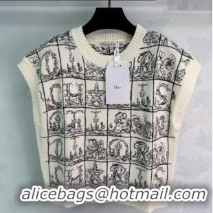 Shop Discount Dior Wool Silk Check Vest DR101402 White/Black 2025