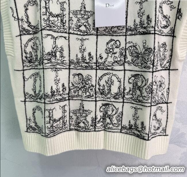 Shop Discount Dior Wool Silk Check Vest DR101402 White/Black 2025
