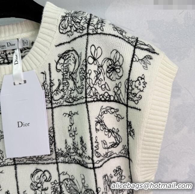 Shop Discount Dior Wool Silk Check Vest DR101402 White/Black 2025