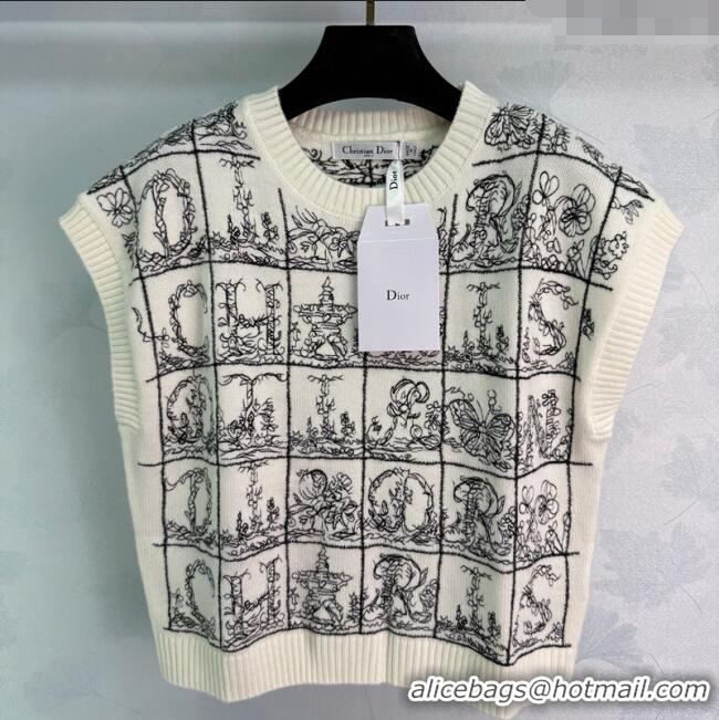 Shop Discount Dior Wool Silk Check Vest DR101402 White/Black 2025