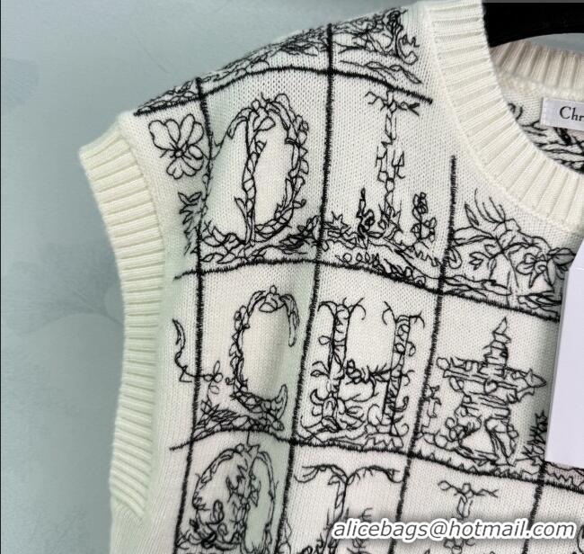 Shop Discount Dior Wool Silk Check Vest DR101402 White/Black 2025