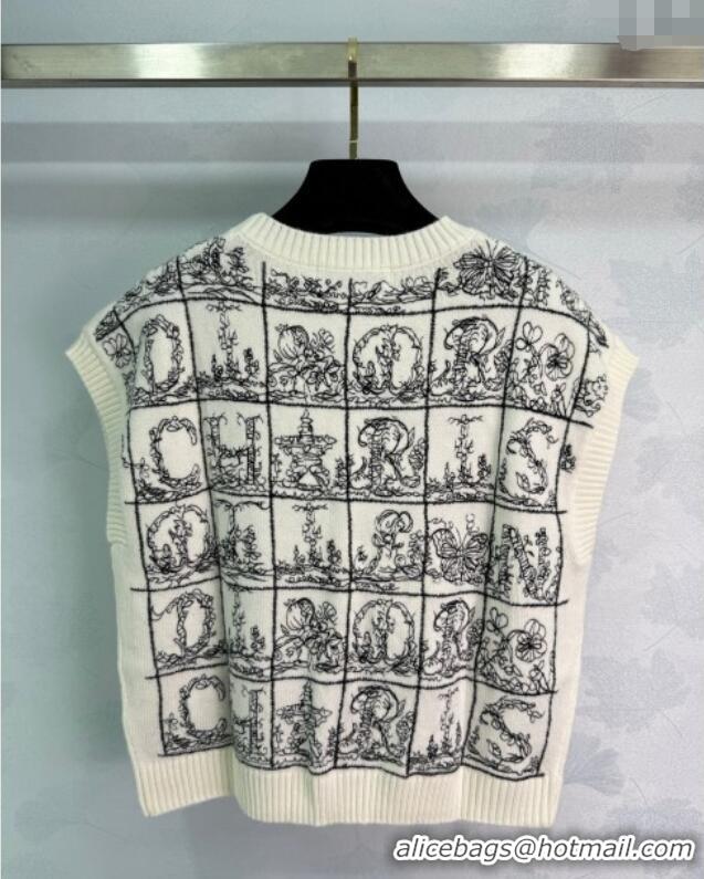 Shop Discount Dior Wool Silk Check Vest DR101402 White/Black 2025