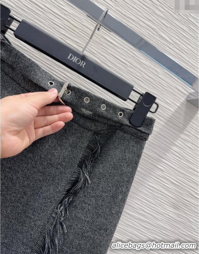 Big Discount Dior Wool Blend Skirt Fringes DR101403 Grey 2025