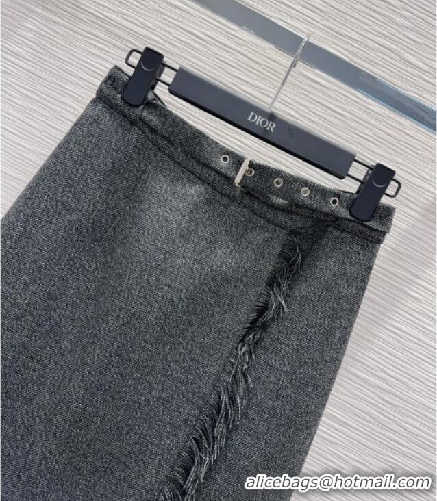 Big Discount Dior Wool Blend Skirt Fringes DR101403 Grey 2025