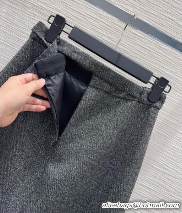 Big Discount Dior Wool Blend Skirt Fringes DR101403 Grey 2025
