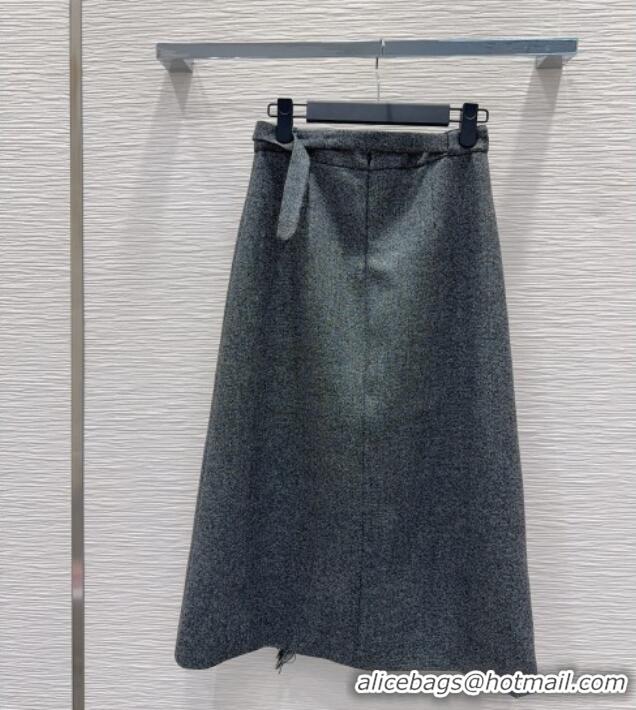 Big Discount Dior Wool Blend Skirt Fringes DR101403 Grey 2025