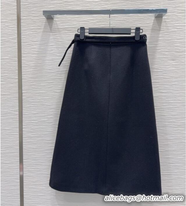 Grade Quality Dior Wool Blend Skirt Fringes DR101403 Black 2025