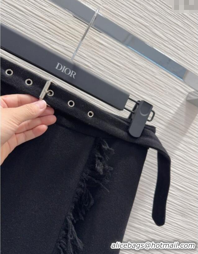 Grade Quality Dior Wool Blend Skirt Fringes DR101403 Black 2025