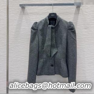 Luxury Discount Dior Wool Blend Jacket with Bow DR101403 Grey 2025