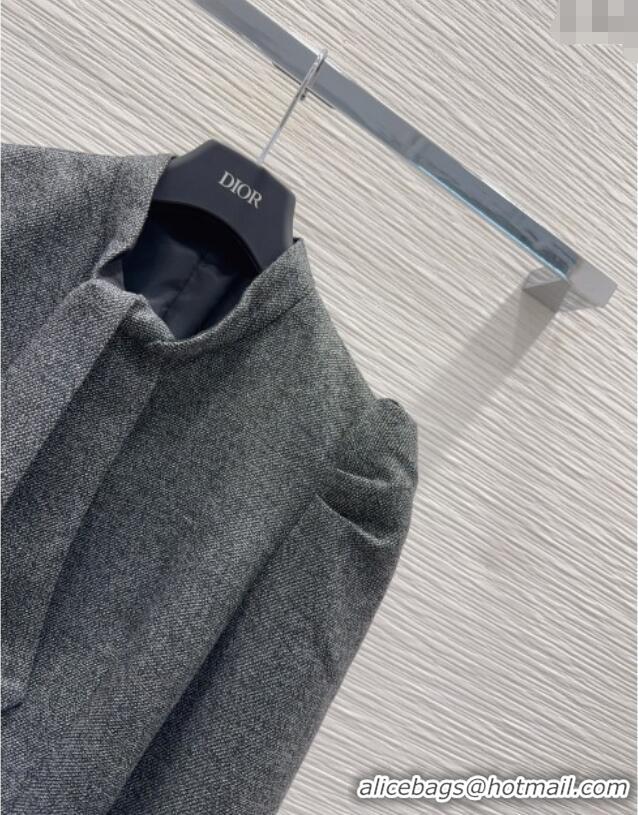 Luxury Discount Dior Wool Blend Jacket with Bow DR101403 Grey 2025