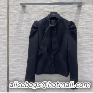 Best Product Dior Wool Blend Jacket with Bow DR101403 Black 2025