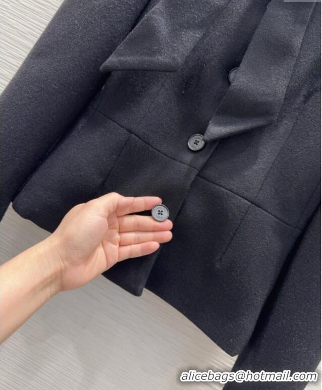 Best Product Dior Wool Blend Jacket with Bow DR101403 Black 2025