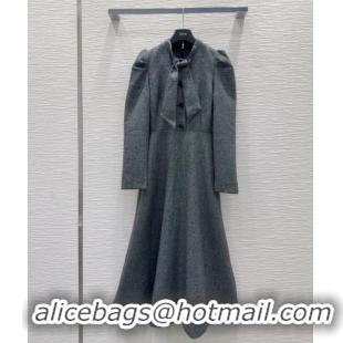 Big Discount Dior Wool Blend Dress with Bow DR101403 Grey 2025