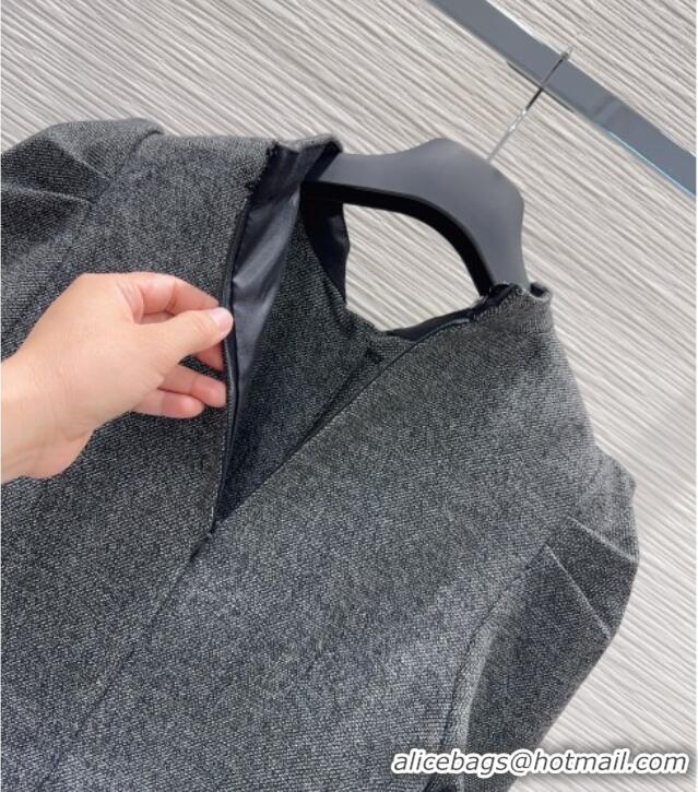 Big Discount Dior Wool Blend Dress with Bow DR101403 Grey 2025