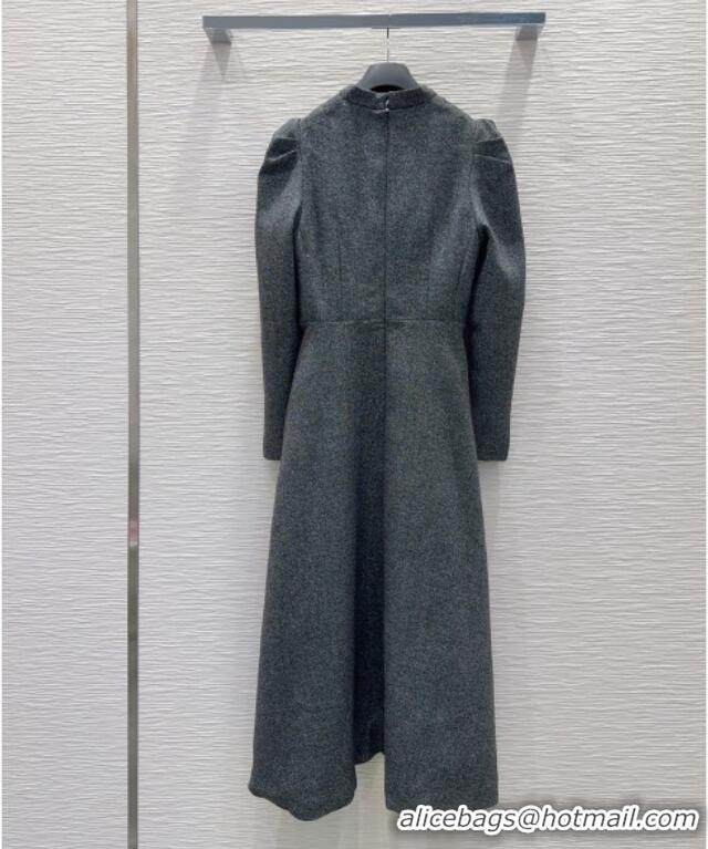 Big Discount Dior Wool Blend Dress with Bow DR101403 Grey 2025