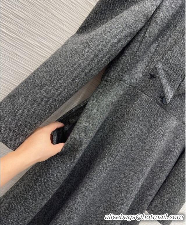 Big Discount Dior Wool Blend Dress with Bow DR101403 Grey 2025