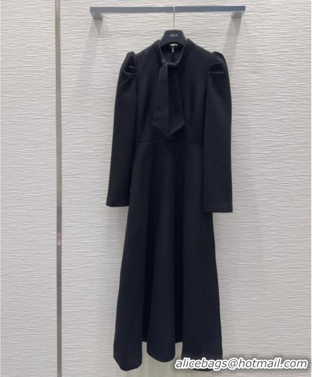 Good Taste Dior Wool Blend Dress with Bow DR101403 Black 2025