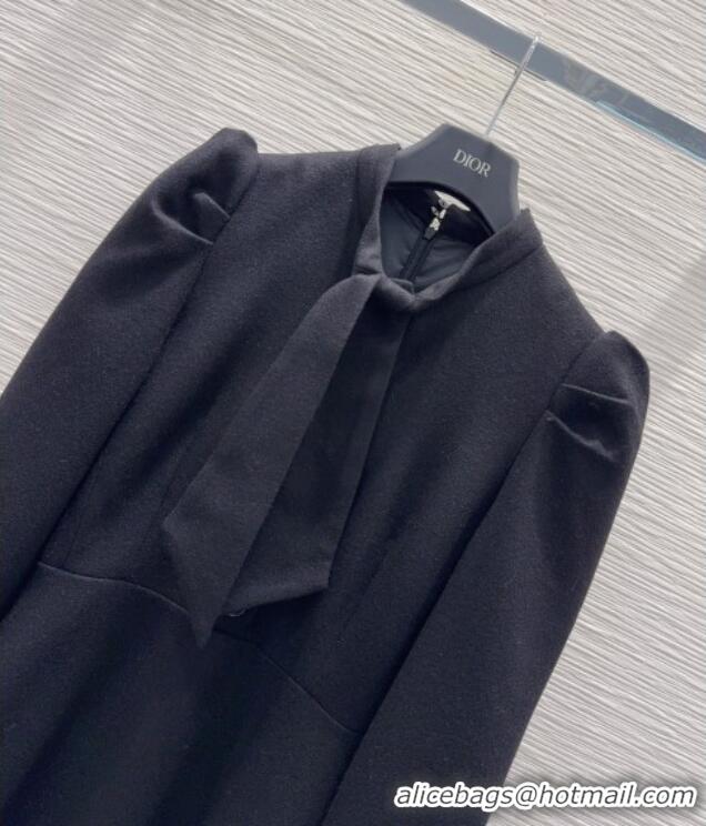Good Taste Dior Wool Blend Dress with Bow DR101403 Black 2025