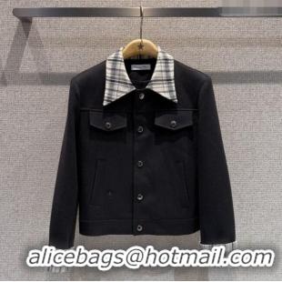 Best Price Dior Jacket with Plaid Trim 1015 Black 2025