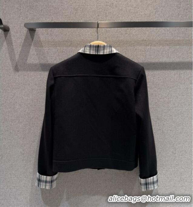 Best Price Dior Jacket with Plaid Trim 1015 Black 2025