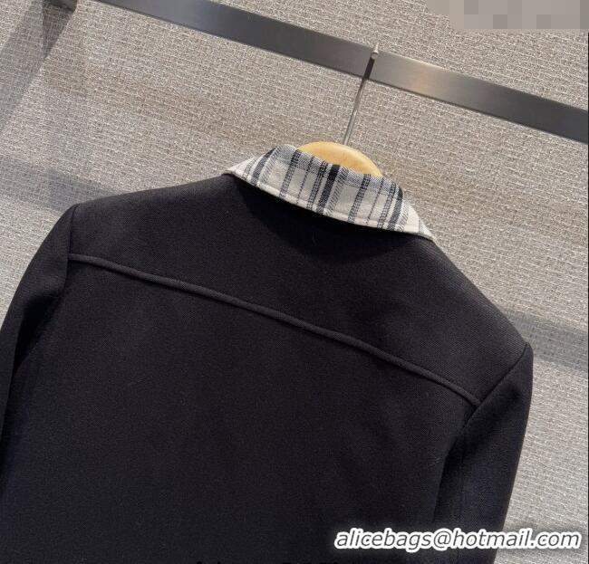 Best Price Dior Jacket with Plaid Trim 1015 Black 2025