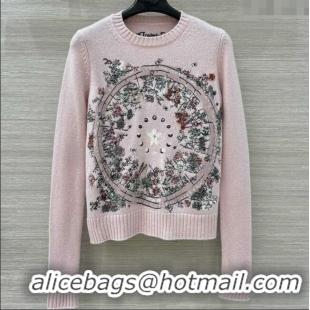 Top Grade Dior Cashmere Embroidered Sweater 1015 Light Pink 2025