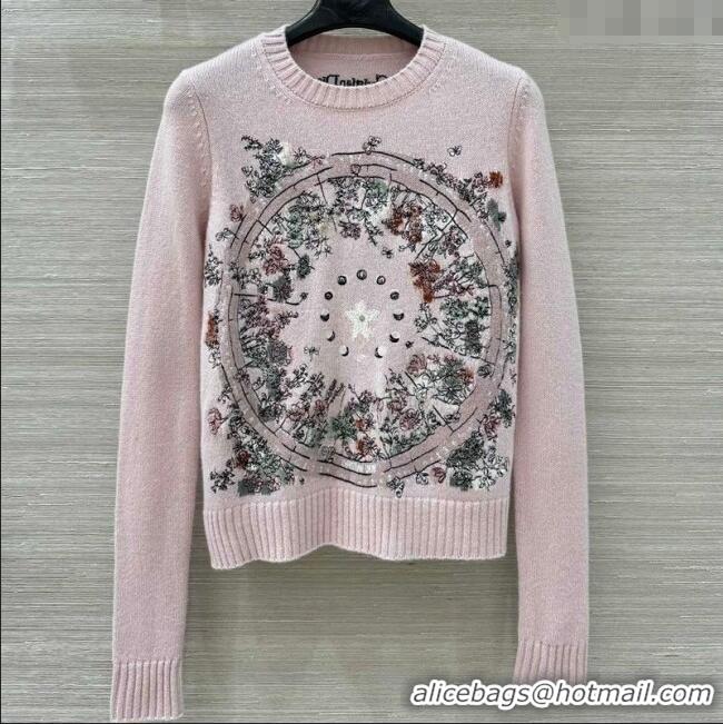 Top Grade Dior Cashmere Embroidered Sweater 1015 Light Pink 2025