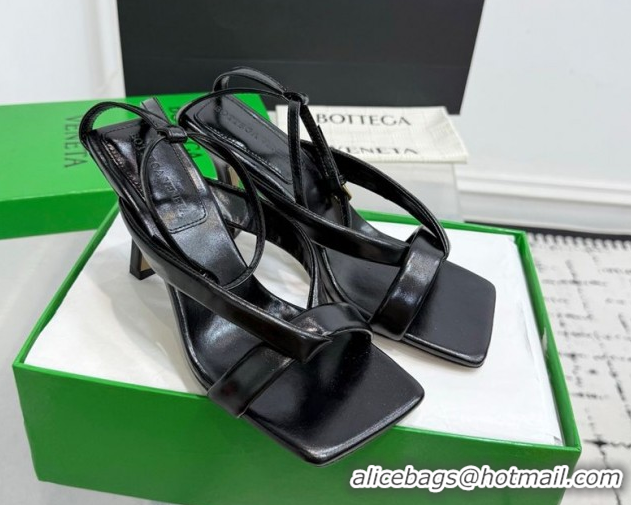 Purchase Bottega Veneta Riva Strap Sandals 9cm in Lambskin Leather Black 1027151