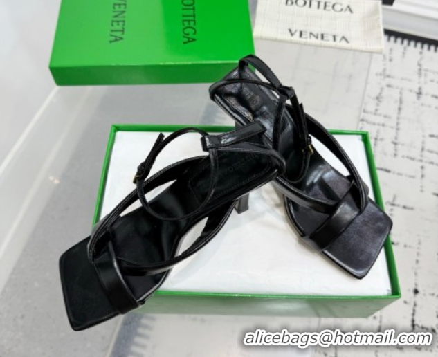 Purchase Bottega Veneta Riva Strap Sandals 9cm in Lambskin Leather Black 1027151