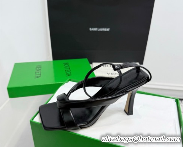 Purchase Bottega Veneta Riva Strap Sandals 9cm in Lambskin Leather Black 1027151