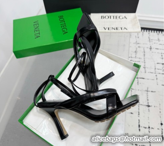 Purchase Bottega Veneta Riva Strap Sandals 9cm in Lambskin Leather Black 1027151