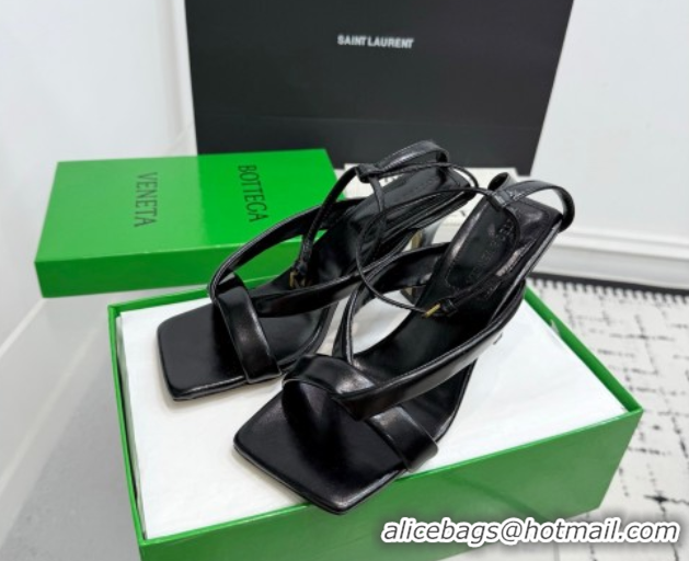 Purchase Bottega Veneta Riva Strap Sandals 9cm in Lambskin Leather Black 1027151