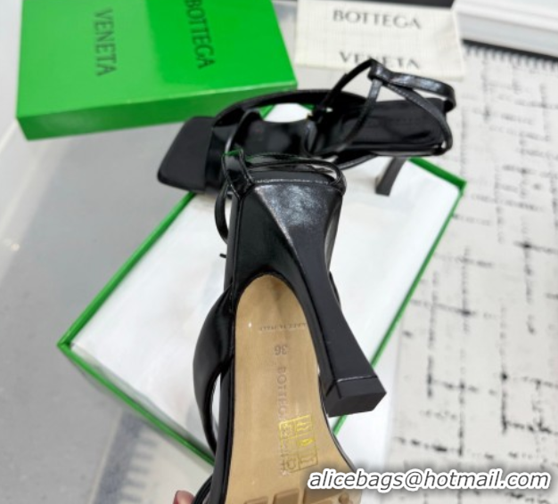 Purchase Bottega Veneta Riva Strap Sandals 9cm in Lambskin Leather Black 1027151