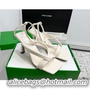 Good Quality Bottega Veneta Riva Strap Sandals 9cm in Lambskin Leather White 1027152