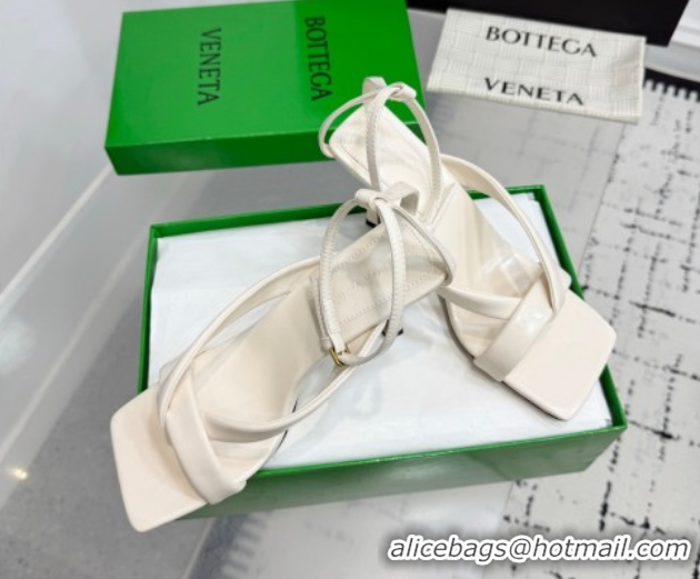 Good Quality Bottega Veneta Riva Strap Sandals 9cm in Lambskin Leather White 1027152