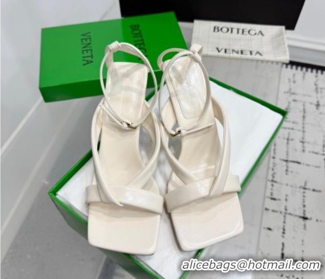 Good Quality Bottega Veneta Riva Strap Sandals 9cm in Lambskin Leather White 1027152