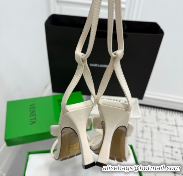 Good Quality Bottega Veneta Riva Strap Sandals 9cm in Lambskin Leather White 1027152