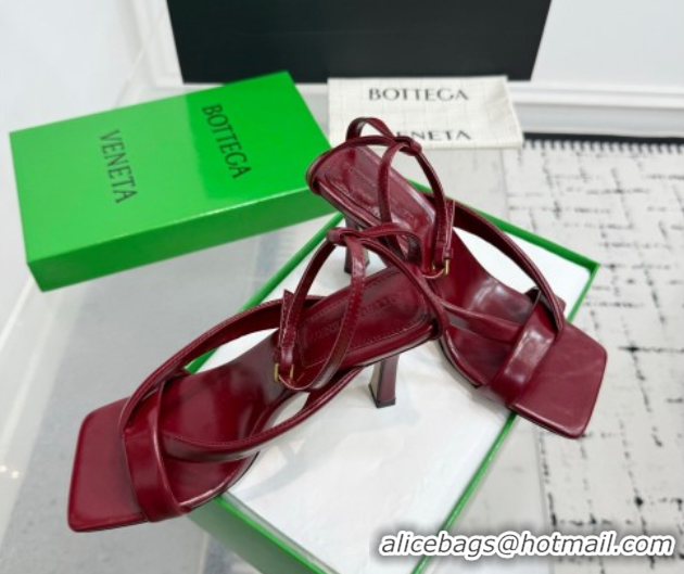 Grade Quality Bottega Veneta Riva Strap Sandals 9cm in Lambskin Leather Red 1027153