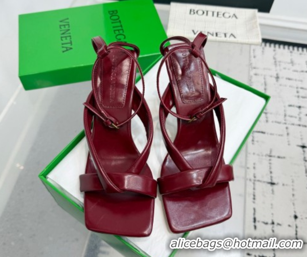 Grade Quality Bottega Veneta Riva Strap Sandals 9cm in Lambskin Leather Red 1027153