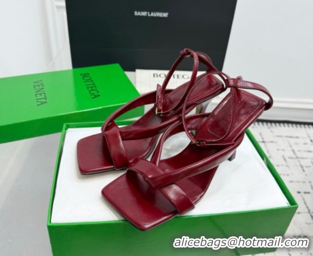Grade Quality Bottega Veneta Riva Strap Sandals 9cm in Lambskin Leather Red 1027153