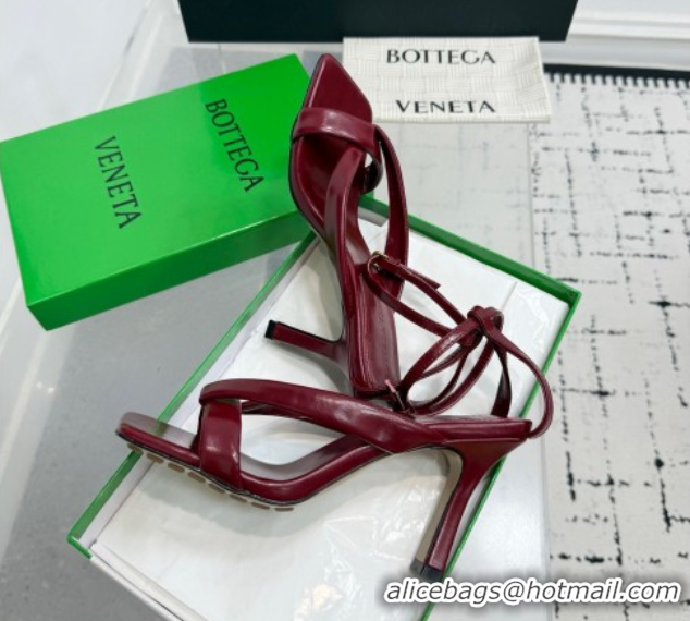 Grade Quality Bottega Veneta Riva Strap Sandals 9cm in Lambskin Leather Red 1027153